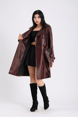 Image of Women's Genuine Leather Trench Coat