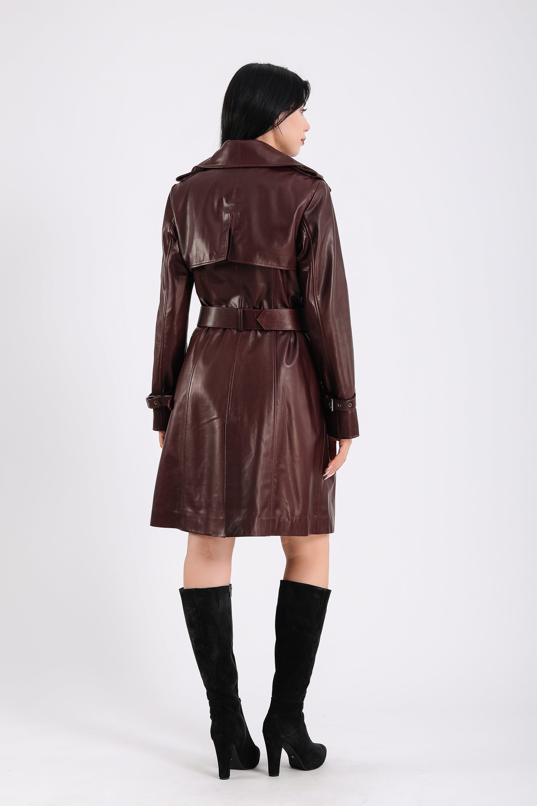 Women's Genuine Leather Trench Coat