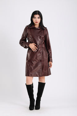 Image of Women's Genuine Leather Trench Coat