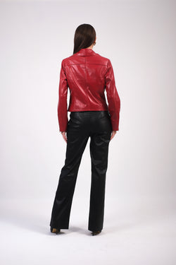 Image of Women's Leather Jacket, Red