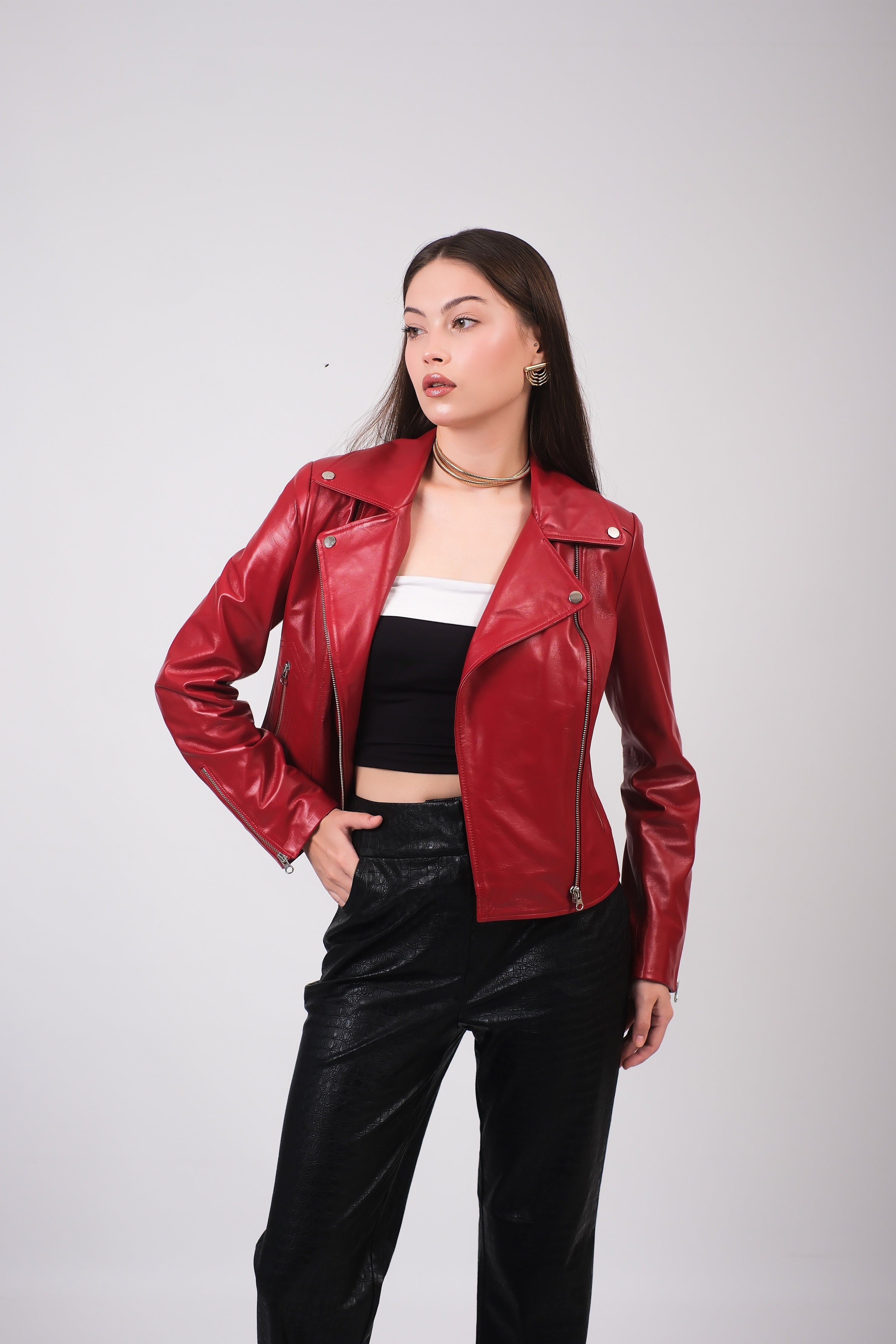 Women's Leather Jacket, Red