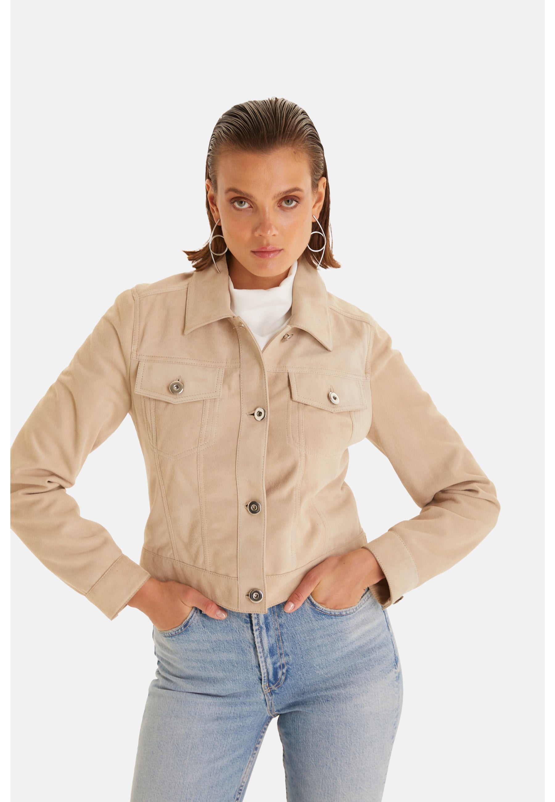 Authentic Western Suede Jacket, Beige