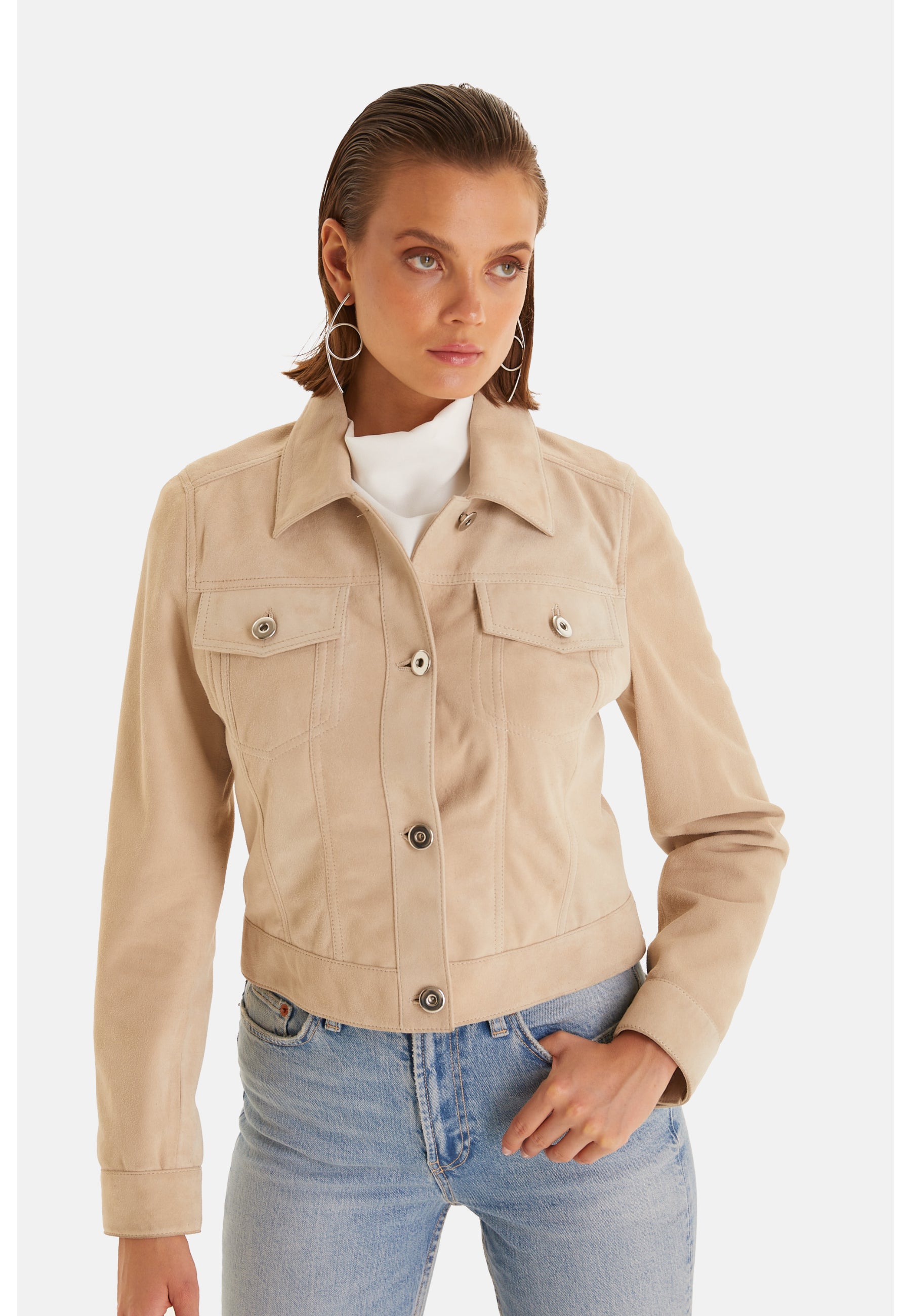 Authentic Western Suede Jacket, Beige