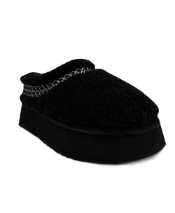 Image of Women's Mini Sheepskin Slippers, Black Suede