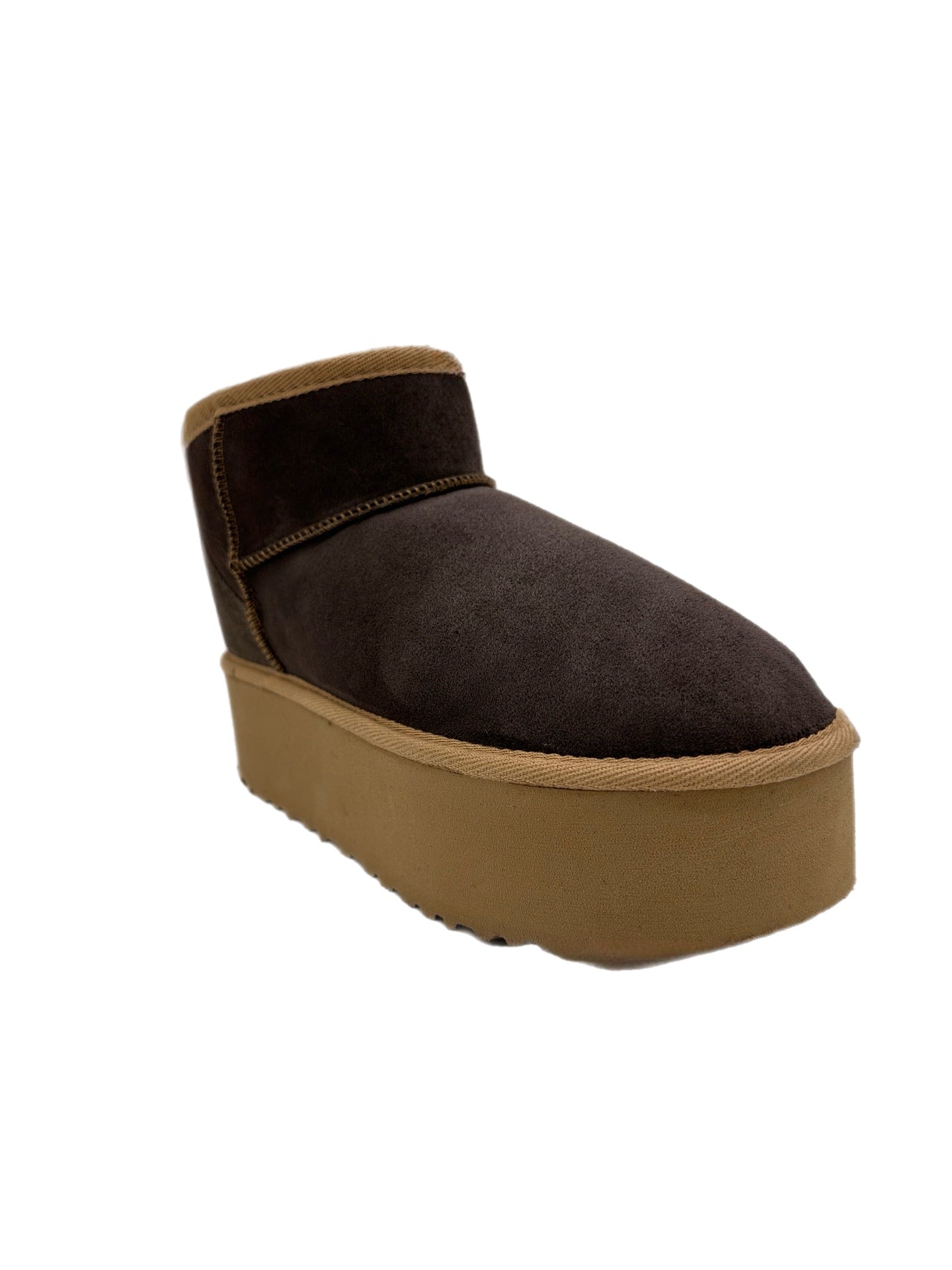 Women's Mini Sheepskin Boots, Brown Suede