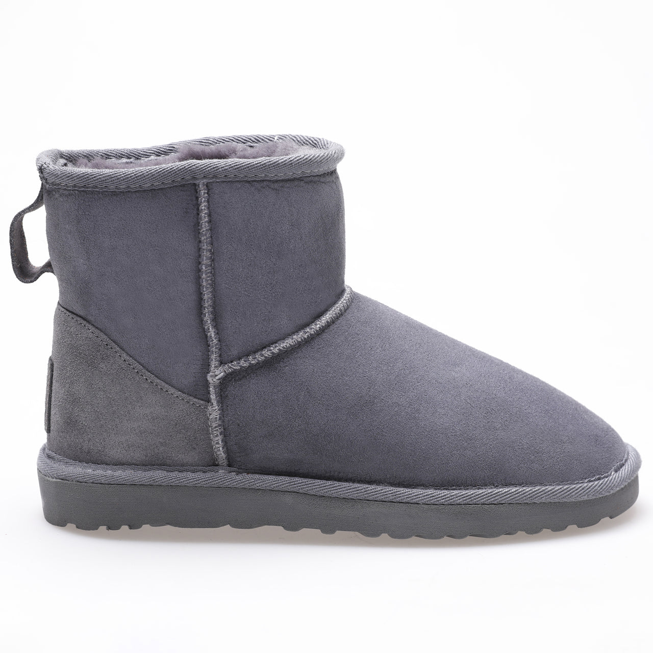 Women's Sheepskin Short Boots, Grey Suede