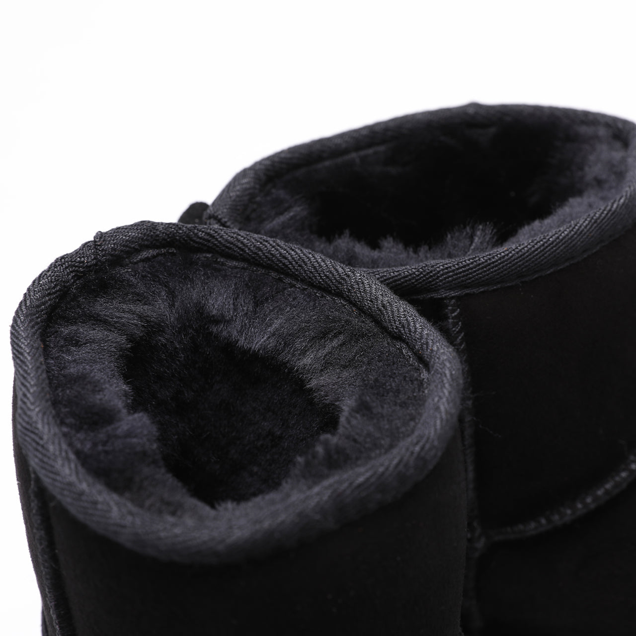 Kurze Stiefel aus Lammfell für Damen, schwarzes Wildleder