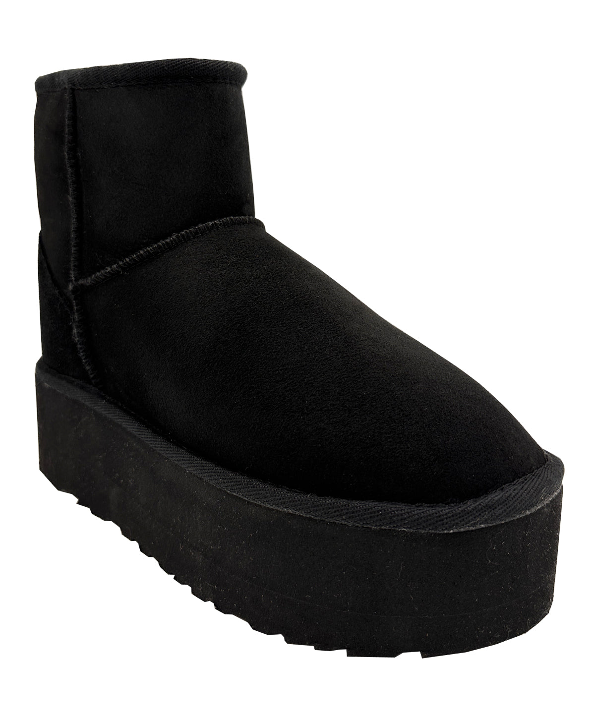 Women's Half Shearling Boots, Black Suede