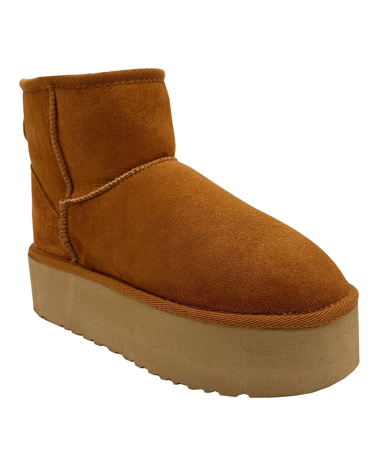 Women's Half Shearling Boots, Whiskey-White Suede