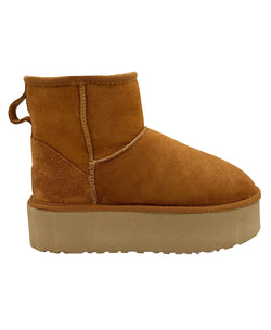 Image of Women's Half Shearling Boots, Whiskey-White Suede