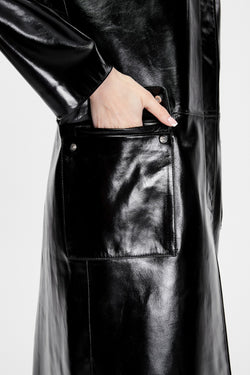 Image of Women's Leather Trench Coat, Black