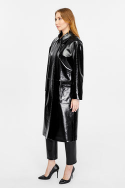 Image of Women's Leather Trench Coat, Black