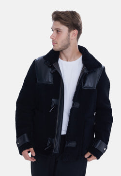 Image of Men's Fashion Jacket, Black Curly Wool