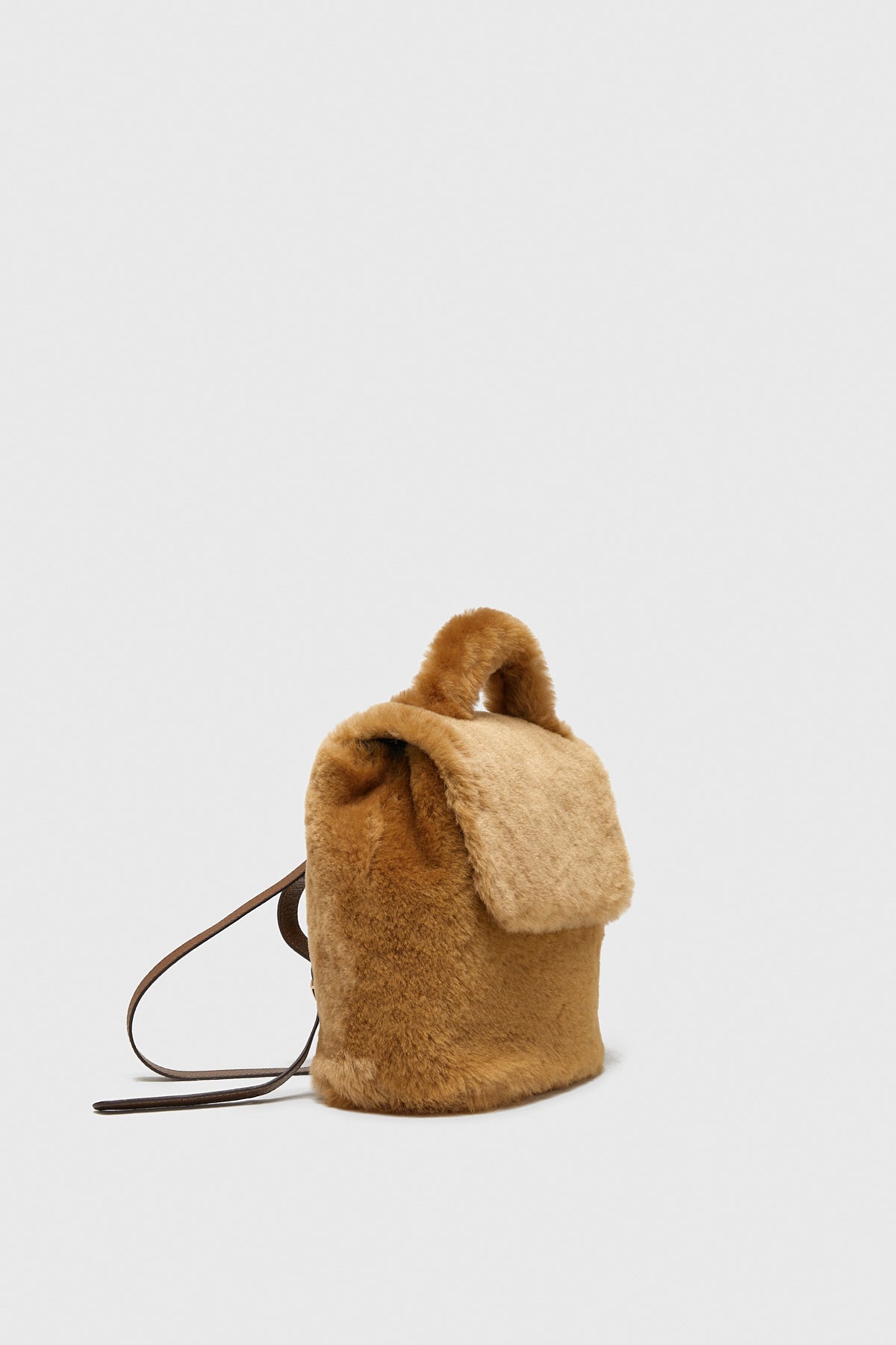 Mini-Rucksack aus Shearling für Damen, Ginger Wool