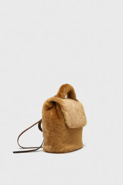 Image of Mini-Rucksack aus Shearling für Damen, Ginger Wool