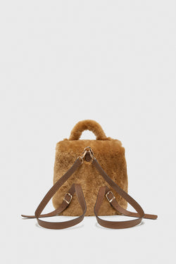 Image of Mini-Rucksack aus Shearling für Damen, Ginger Wool