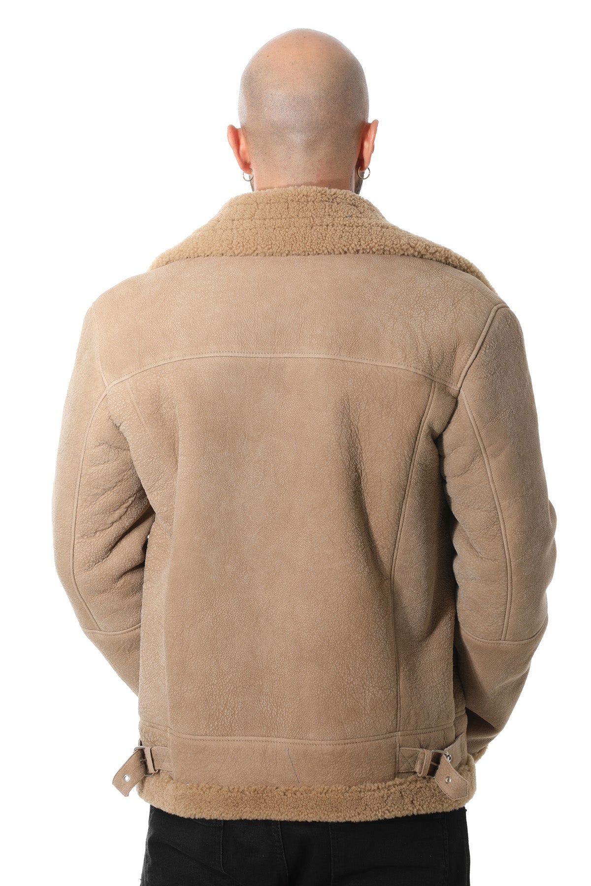 Herren Shearling RAF B3 Fliegerjacke, gewaschene Camel Curly Wool