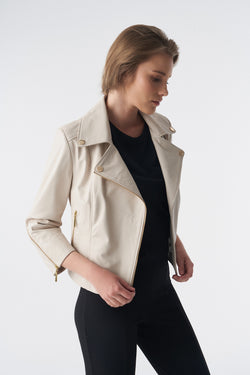 Image of Kurzarm-Bikerjacke, beige