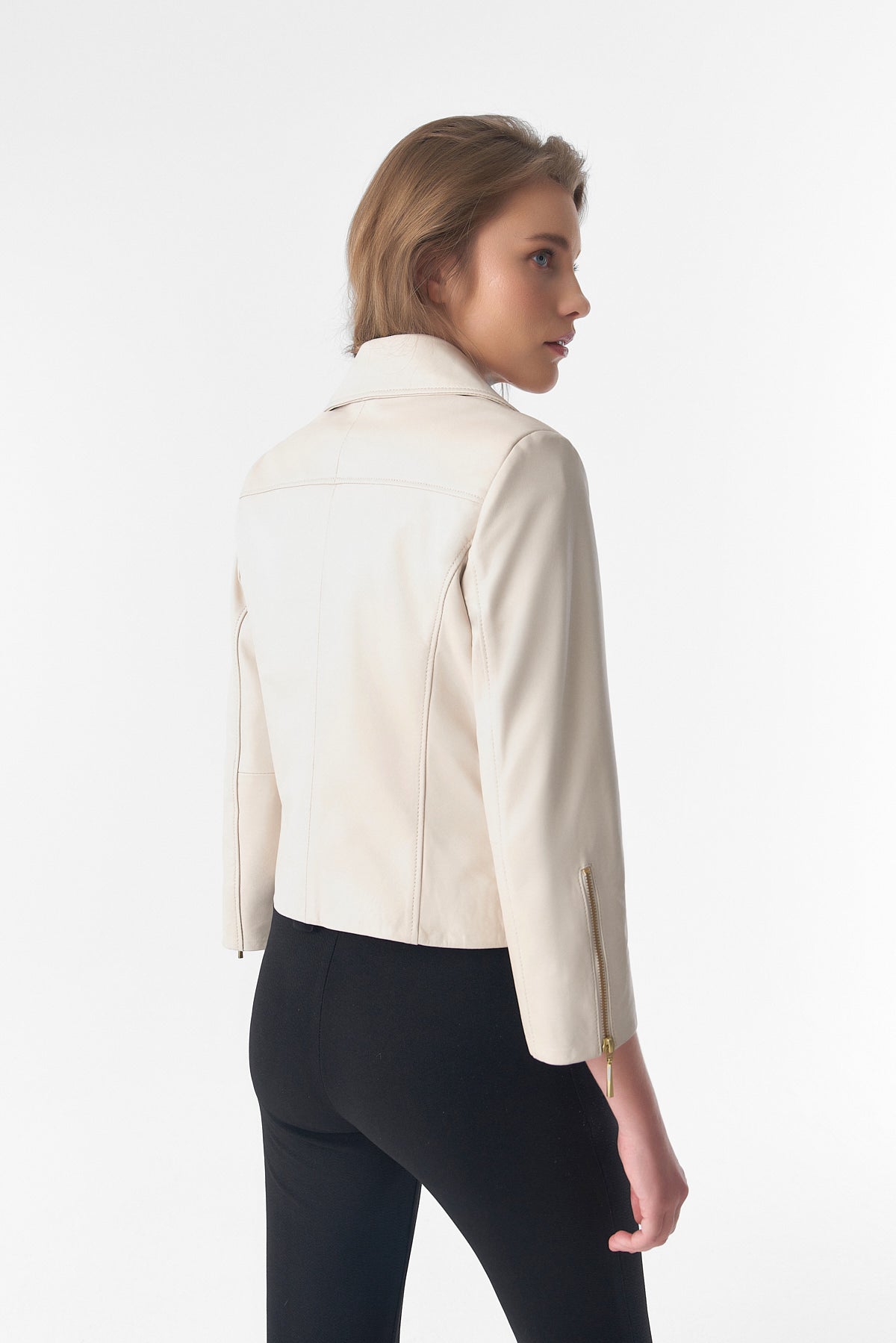 Kurzarm-Bikerjacke, beige