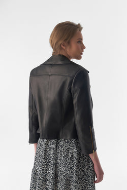 Image of Kurzarm-Bikerjacke, Natural Grain Black