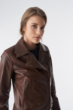 Image of Klassische Bikerjacke, Antik-Tan