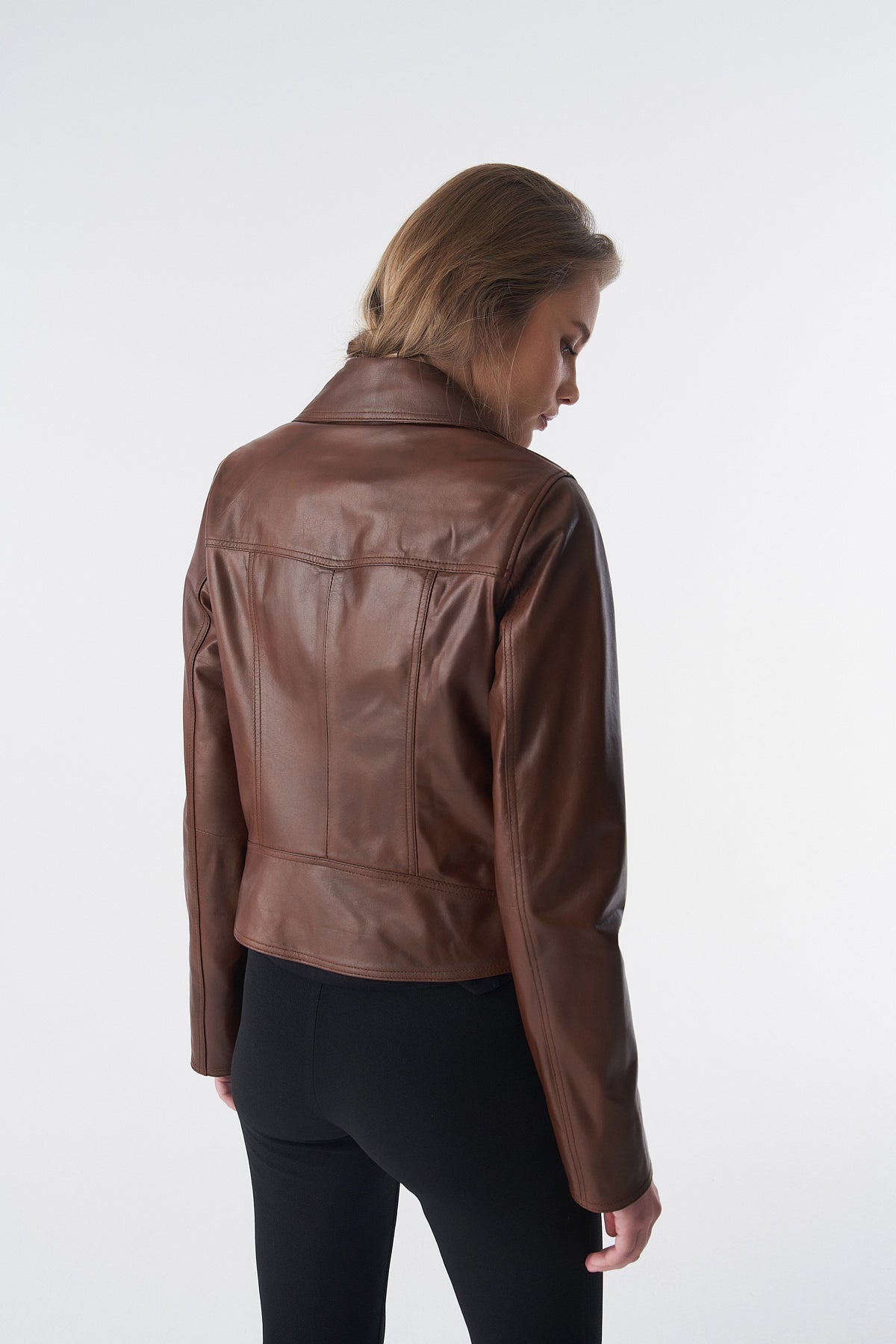 Klassische Bikerjacke, Antik-Tan