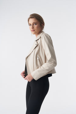 Image of Klassische Bikerjacke, Nappa in Beige