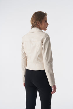 Image of Klassische Bikerjacke, Nappa in Beige