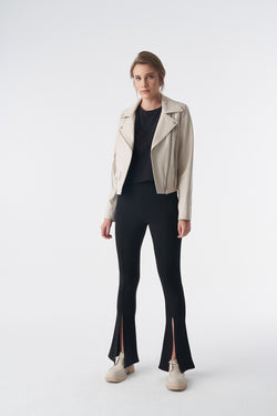 Image of Klassische Bikerjacke, Nappa in Beige