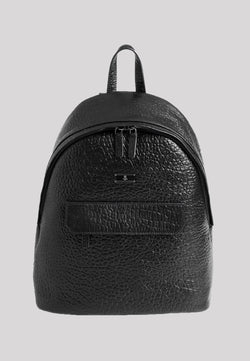 Image of Rucksack aus echtem Leder mit Elefantenmuster, Elefantenmuster schwarz