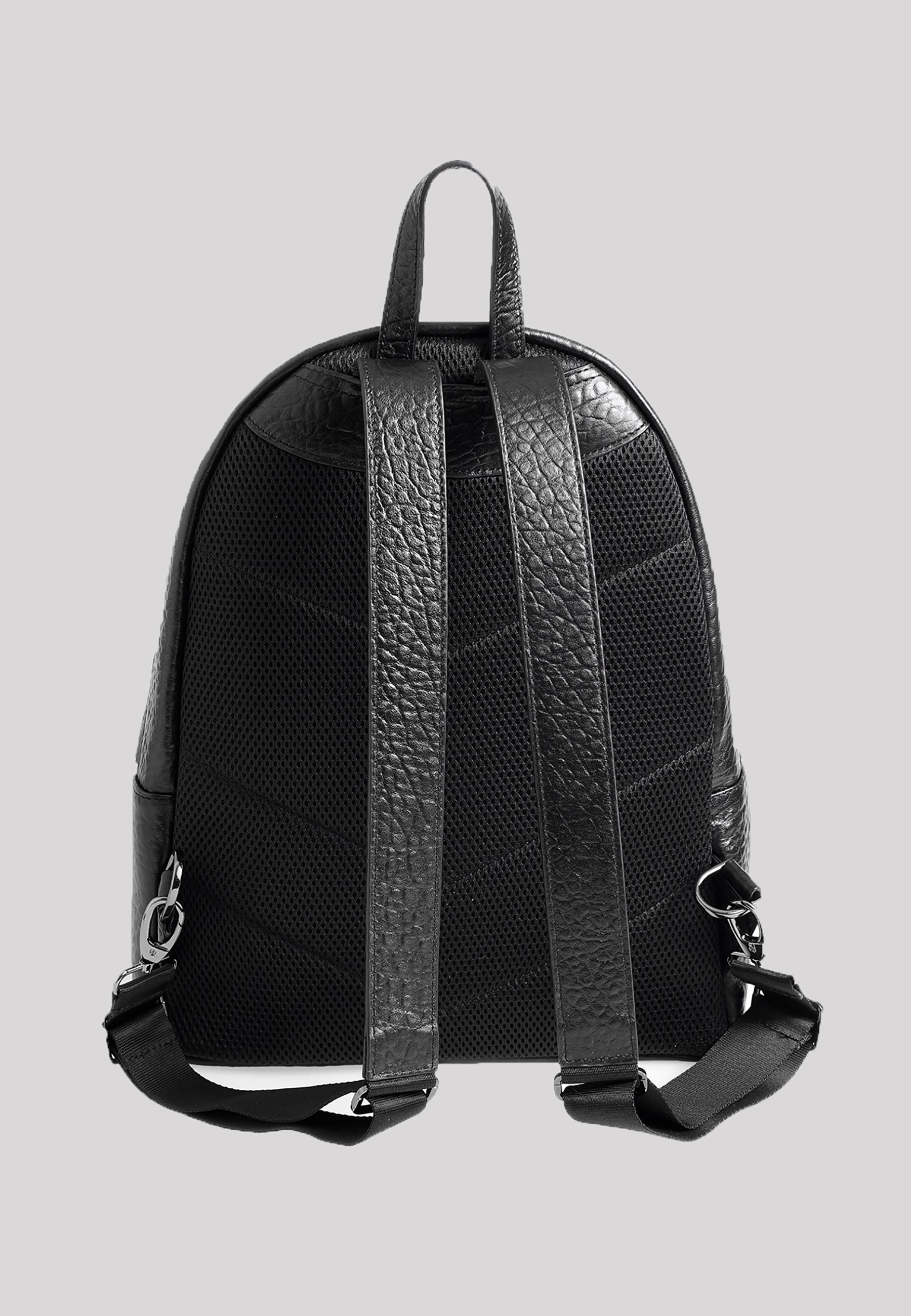 Rucksack aus echtem Leder mit Elefantenmuster, Elefantenmuster schwarz