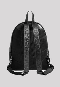 Image of Rucksack aus echtem Leder mit Elefantenmuster, Elefantenmuster schwarz