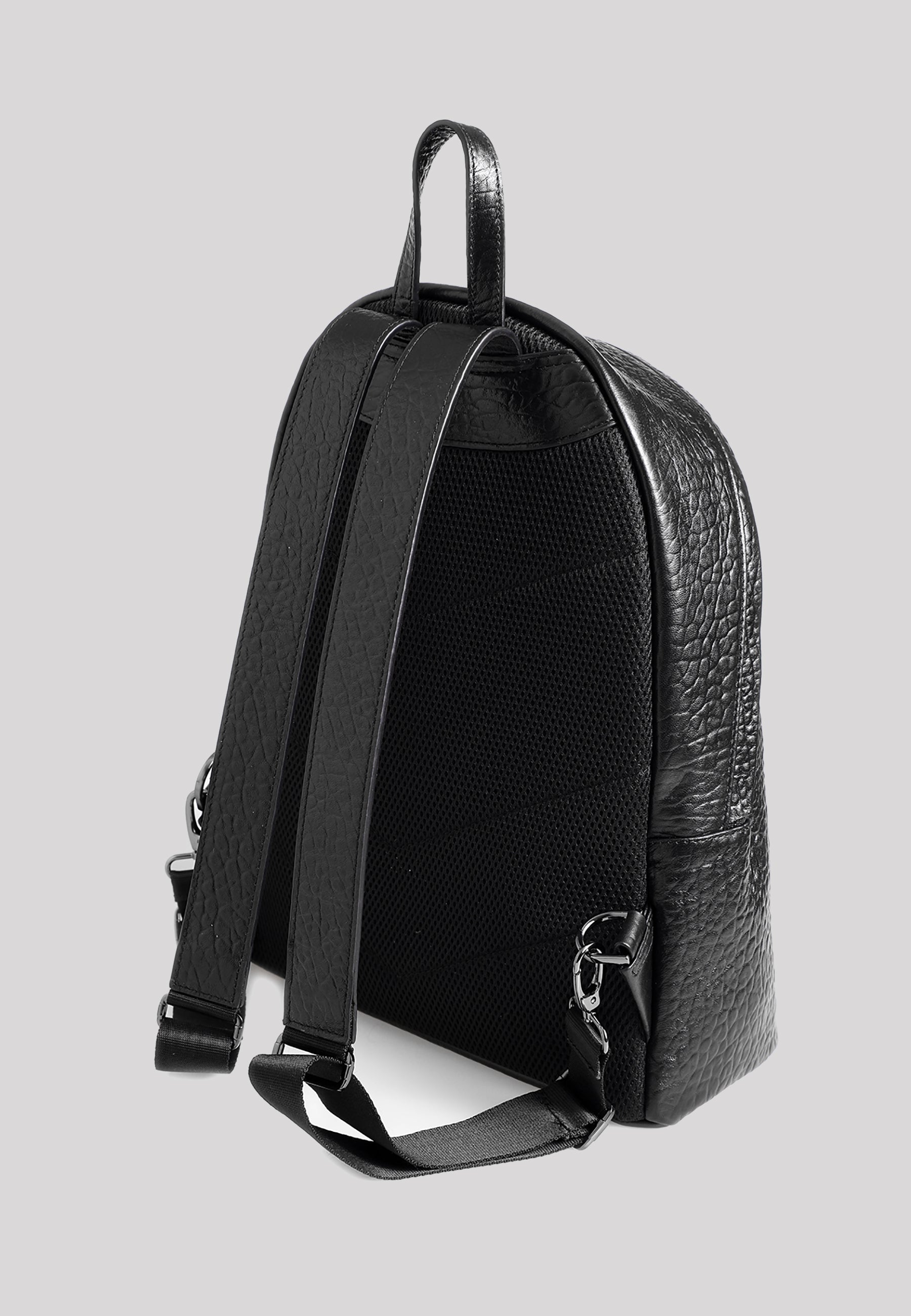 Rucksack aus echtem Leder mit Elefantenmuster, Elefantenmuster schwarz