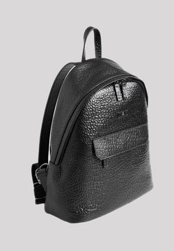 Image of Rucksack aus echtem Leder mit Elefantenmuster, Elefantenmuster schwarz