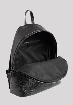 Image of Rucksack aus echtem Leder mit Elefantenmuster, Elefantenmuster schwarz