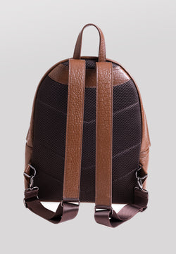 Image of Rucksack aus echtem Leder mit Elefantenmuster, Elefantenmuster braun