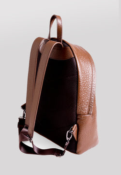 Image of Rucksack aus echtem Leder mit Elefantenmuster, Elefantenmuster braun