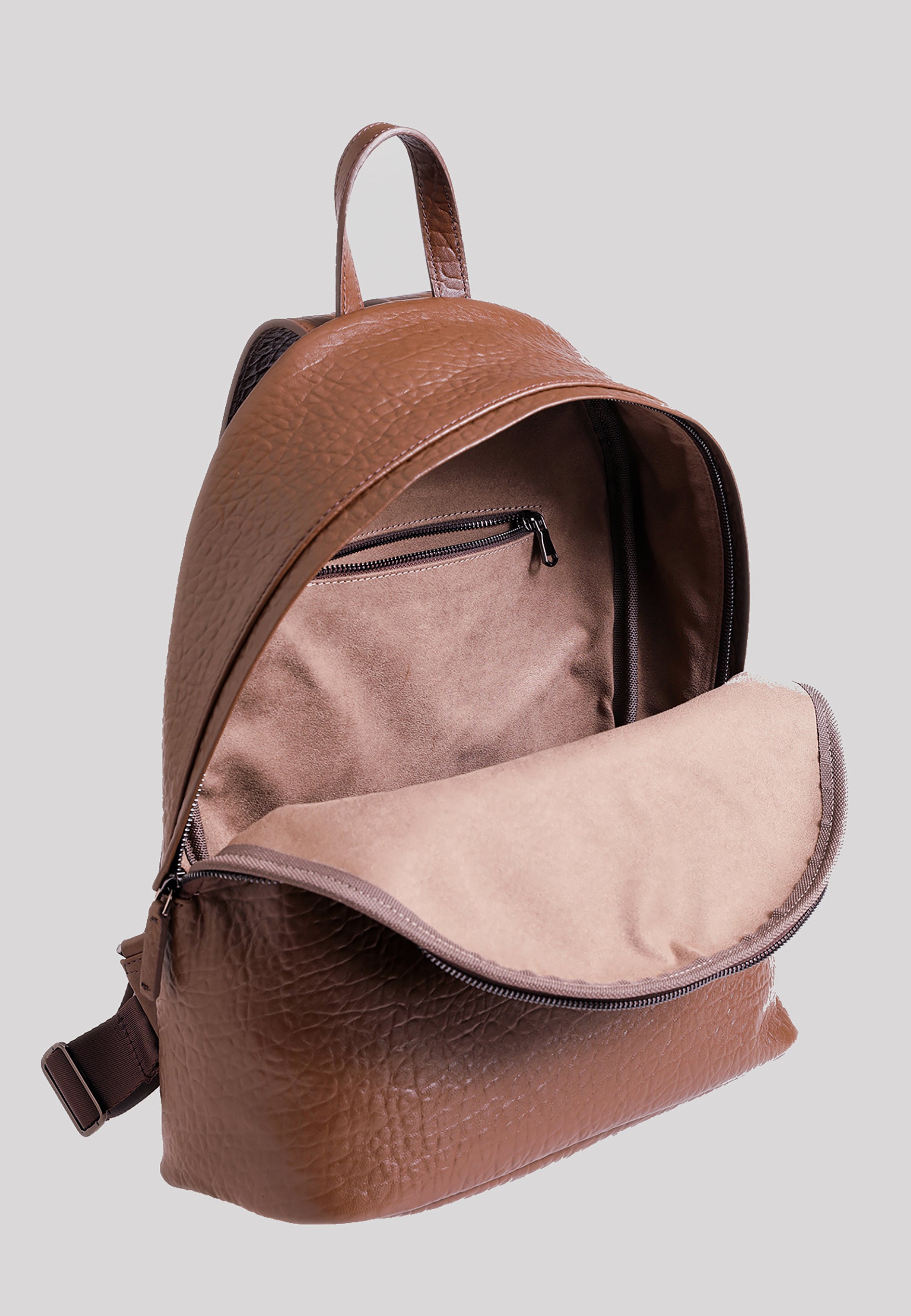 Rucksack aus echtem Leder mit Elefantenmuster, Elefantenmuster braun