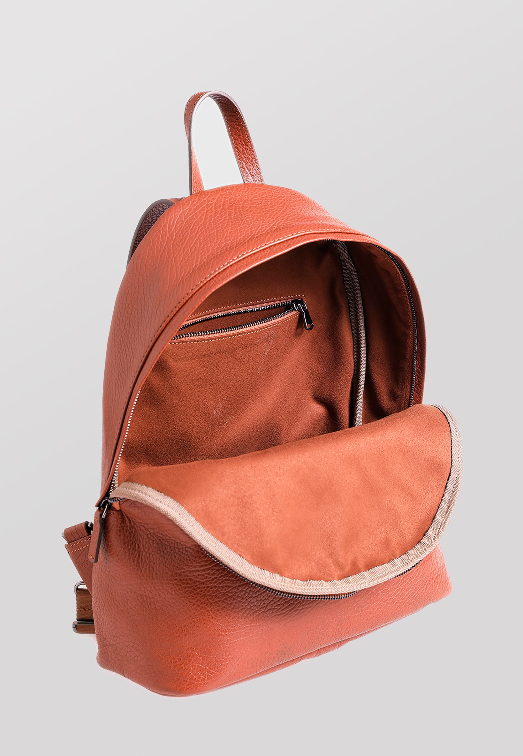 Rucksack aus echtem Leder, Venenmuster Tan