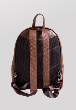 Image of Rucksack aus echtem Leder, Webmuster Braun