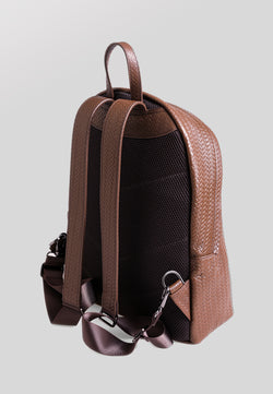 Image of Rucksack aus echtem Leder, Webmuster Braun