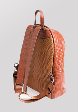 Image of Rucksack aus echtem Leder, Webmuster Hellbraun