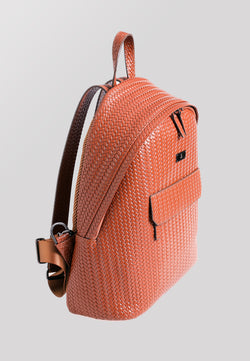 Image of Rucksack aus echtem Leder, Webmuster Hellbraun