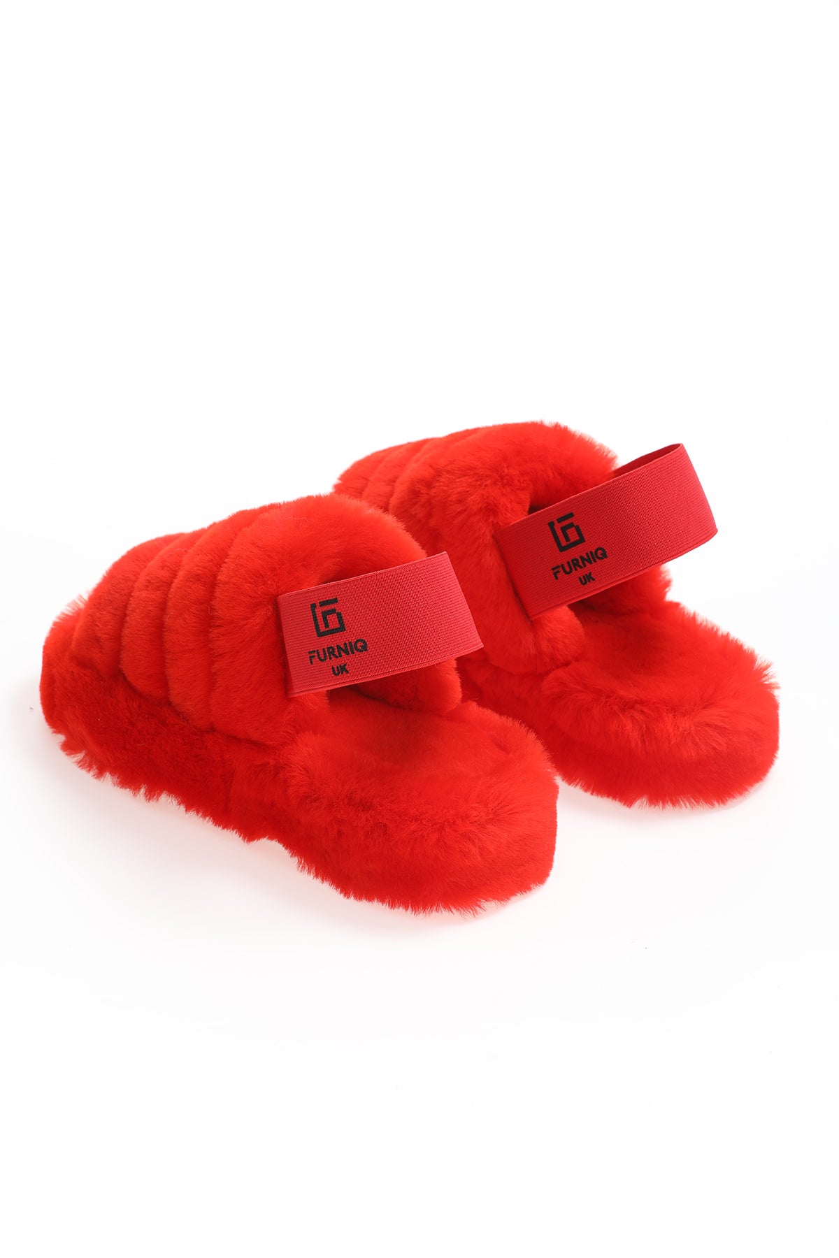 Damen Shearling Slides Rote Wolle