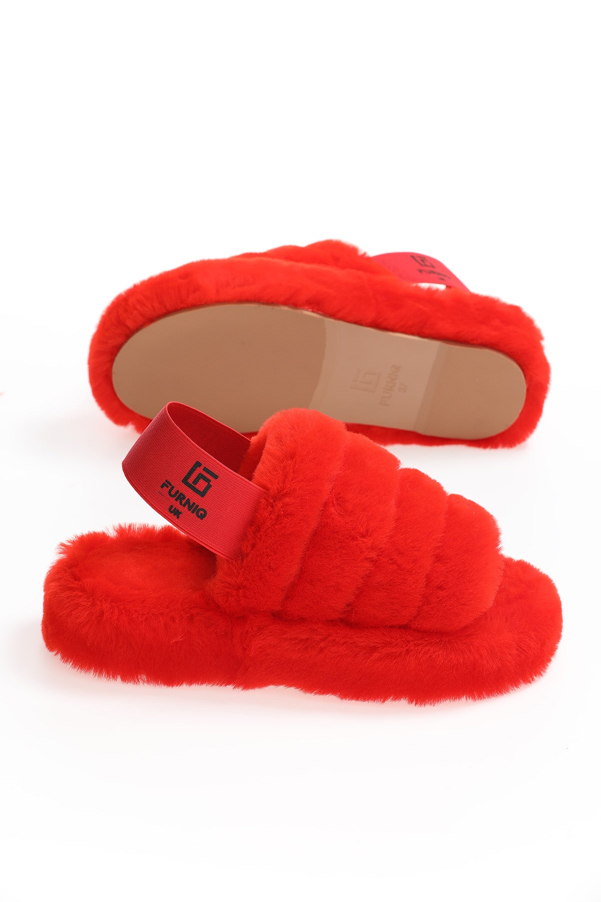 Damen Shearling Slides Rote Wolle