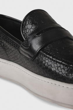 Image of Schwarze Schuhe der Python-Muster-echtes Leder-Männer