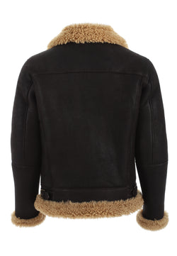 Image of Herren Shearling RAF B3 Fliegerjacke, Braun verwaschen mit Ginger Curly Wool