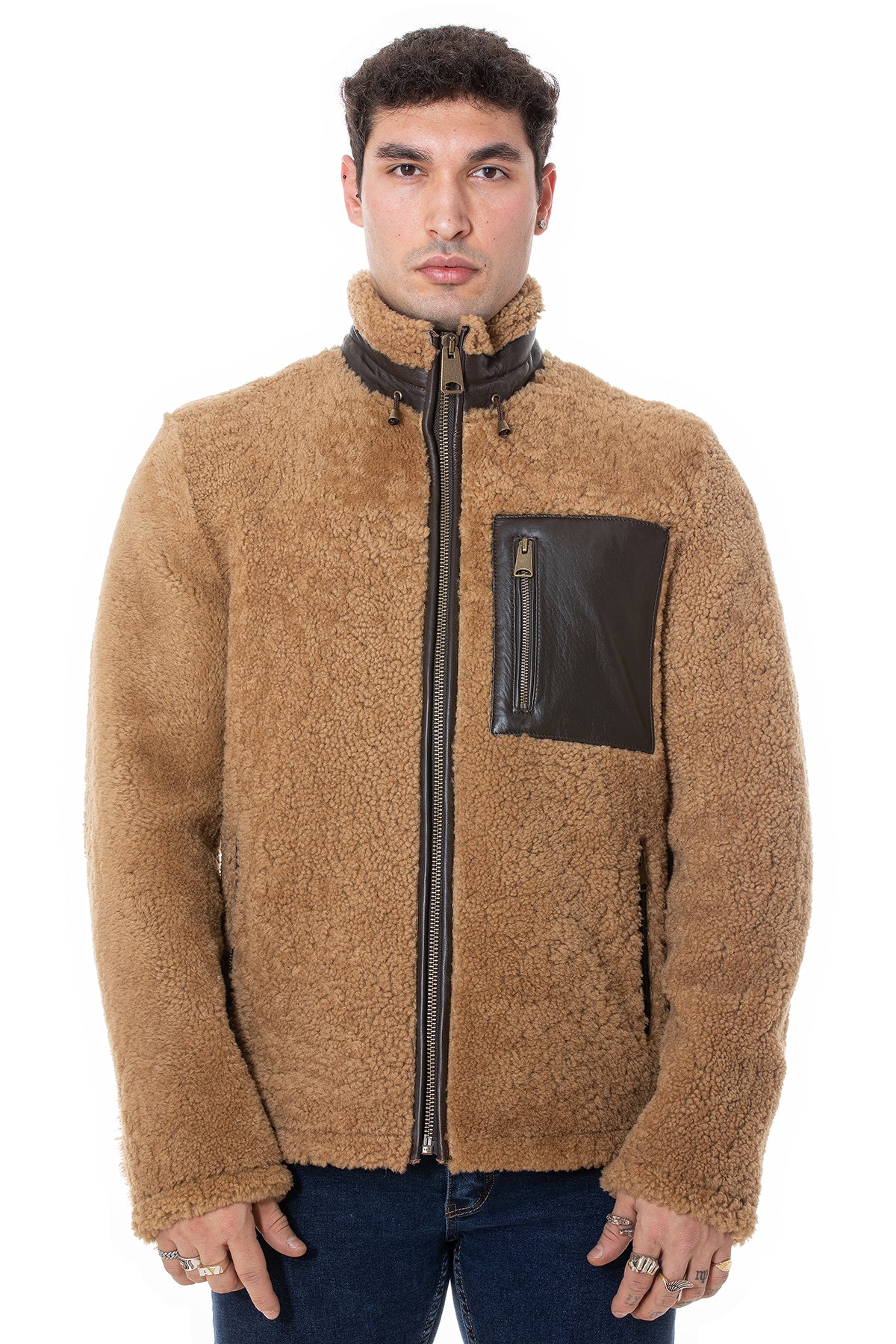 Shearling Teddy Coat für Herren, Ginger Curly Outer Wool