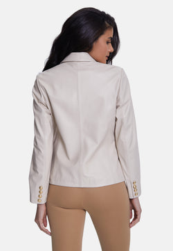 Image of Genuine Leather Blazer Jacket, Beige