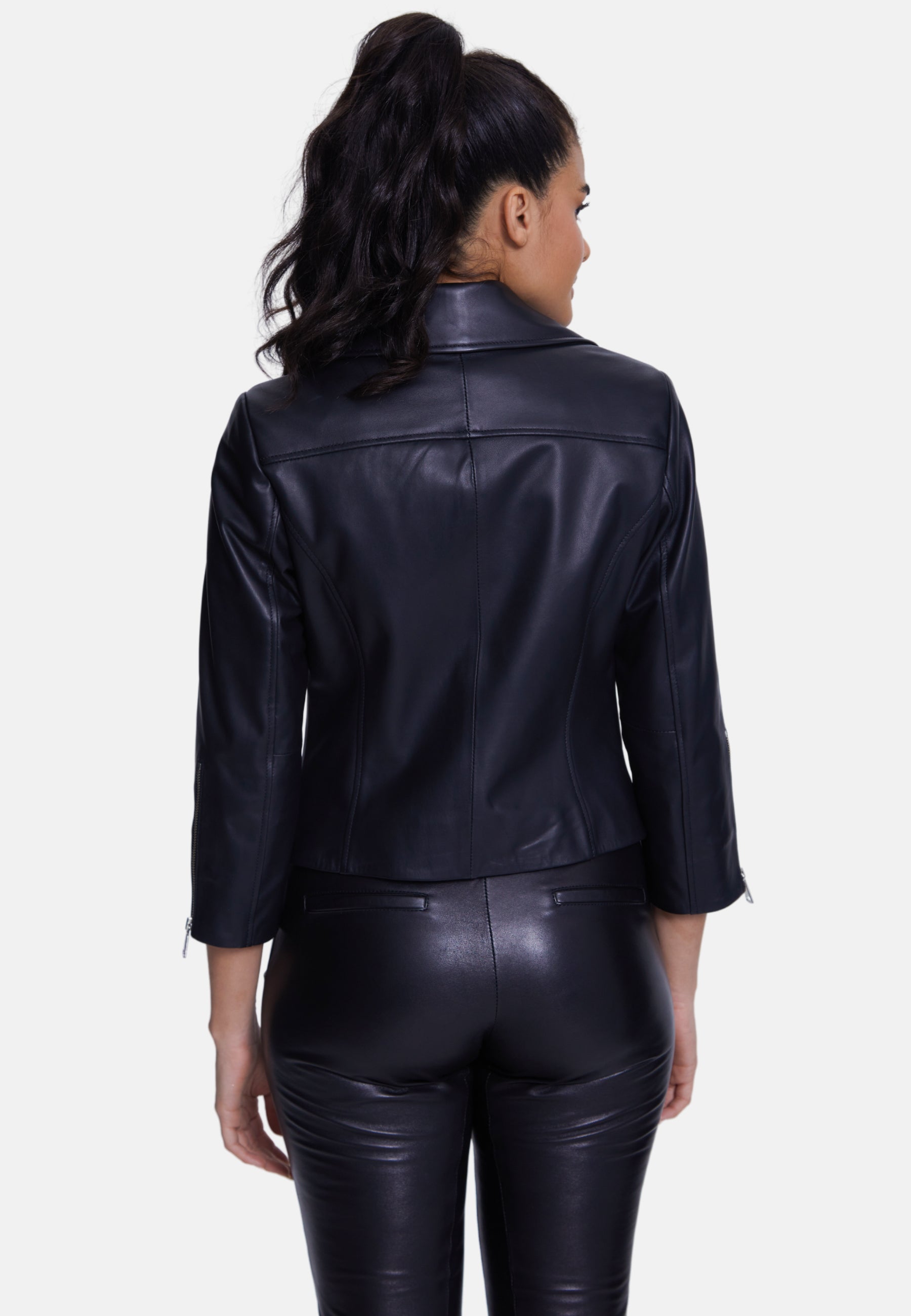 Women's Short-Sleeve Biker Jacket, Black